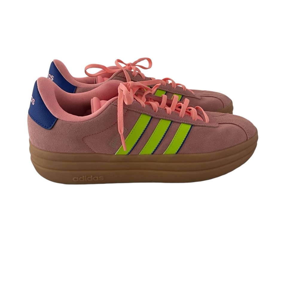 Adidas VL Court Bold Damen Sneaker Pink Lemon Blue Gum Skateboard Size US 11 - Picture 2 of 9